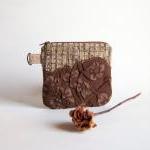 Beige Brown Wrinkled Little Zippered Coin Wallet,..