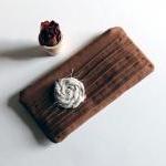 Romantic Rose Pleats In Brown Zippered Pouch,..